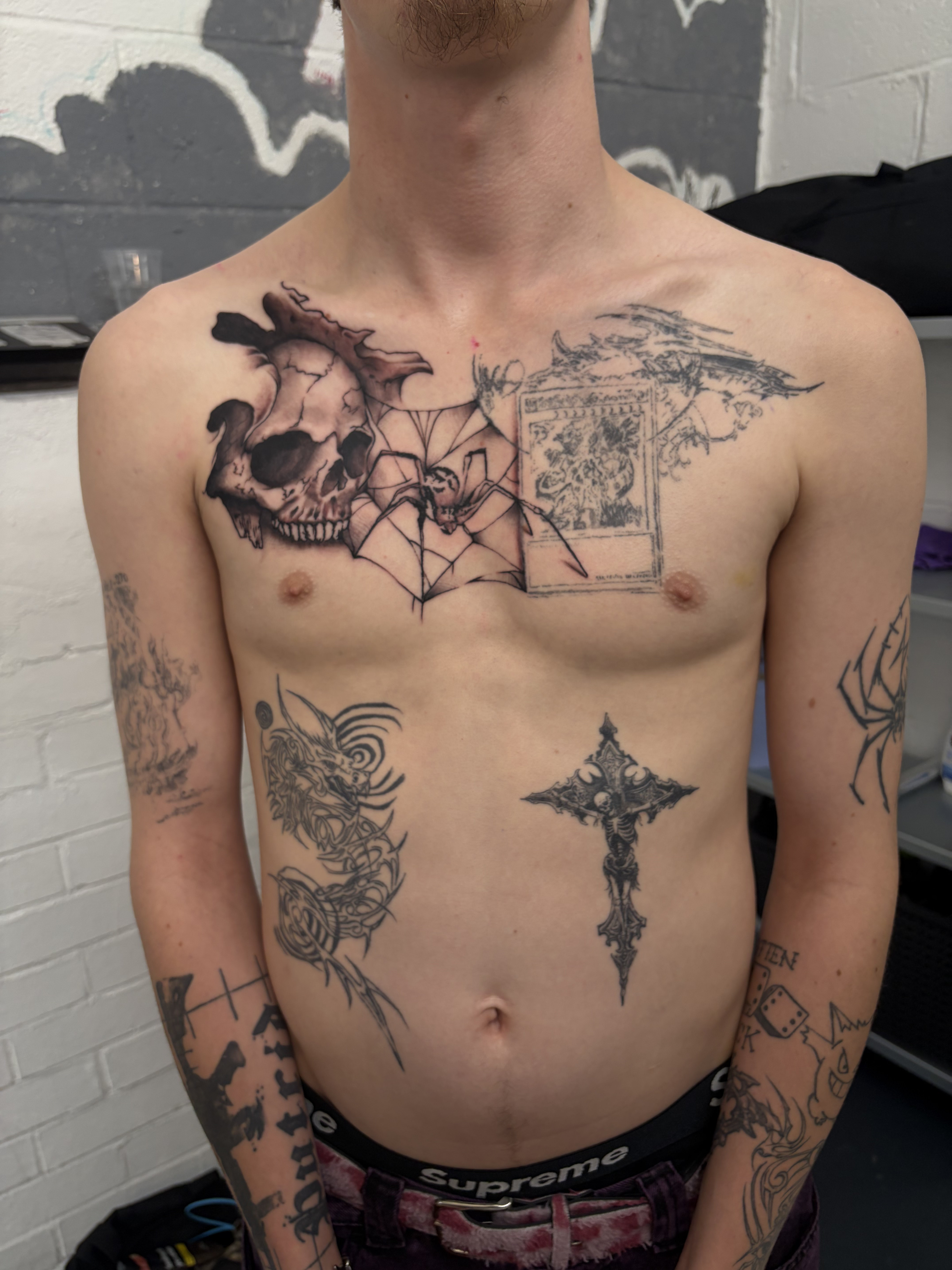 custom black and grey chest piece